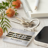 DIY Monogram & naam, Yel Gold/Black, geborsteld zi Sleutelhanger (Voorkant Rechts)