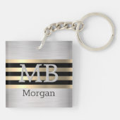 DIY Monogram & naam, Yel Gold/Black, geborsteld zi Sleutelhanger (Achterkant)