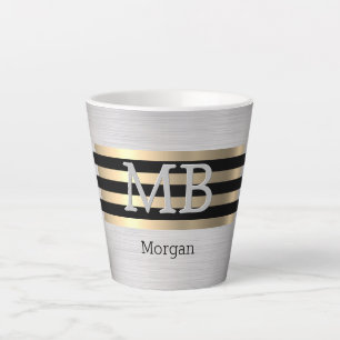 DIY Monogram & naam, Yel Gold Borhed Silver Black Latte Mok