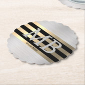 DIY Monogram & naam, Yel Gold Brushed Steel Black Kartonnen Onderzetters (Gekanteld)