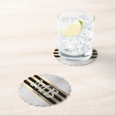 DIY Monogram & naam, Yel Gold Brushed Steel Black Kartonnen Onderzetters (Insitu)