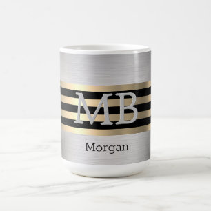 DIY Monogram & naam Yel Gold Brushed Steel Blk Vs2 Koffiemok