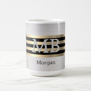 DIY Monogram naam, Yel Gold geborsteld zilver Blk  Koffiemok