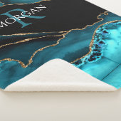 DIY Monogram & naam, zwart goud en Blauwgroen geti Sherpa Deken (3/4)