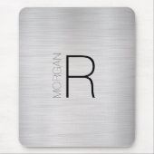 DIY Monogram naam, zwart grijs, geborsteld zilver, Muismat (Voorkant)