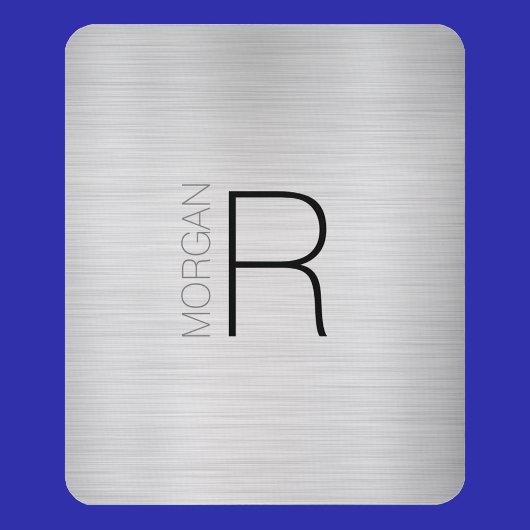 DIY Monogram naam, zwart grijs, geborsteld zilver, Muismat