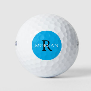 DIY Monogram & naam, zwart-wittekst, Sky Blue Golfballen