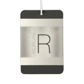 DIY Monogram naam, zwarte grijze tekst, geborsteld Luchtverfrisser (Voorkant)