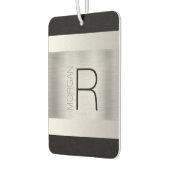 DIY Monogram naam, zwarte grijze tekst, geborsteld Luchtverfrisser (Links)