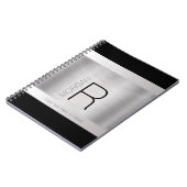 DIY Monogram naam, zwarte grijze tekst, geborsteld Notitieboek (Linkerzijde)