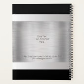 DIY Monogram naam, zwarte grijze tekst, geborsteld Planner (Achterkant)