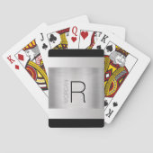 DIY Monogram naam, zwarte grijze tekst, geborsteld Pokerkaarten (Achterkant)