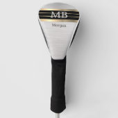 DIY Monogram/Name, Bk/Gold Stripes, Brushed Silver Golfheadcover (Voorkant)