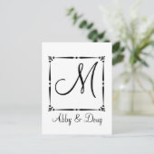 DIY Monogram sjabloon met decoratieve rand Briefkaart (Staand voorkant)