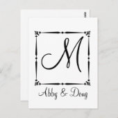 DIY Monogram sjabloon met decoratieve rand Briefkaart (Voorkant / Achterkant)