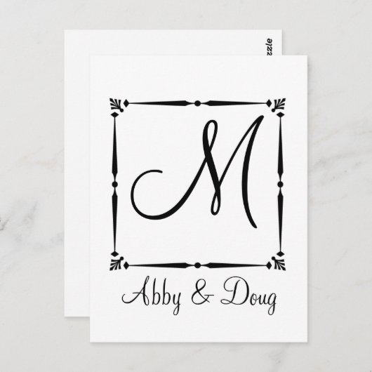 DIY Monogram sjabloon met decoratieve rand Briefkaart (Voorkant / Achterkant)