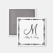 DIY Monogram sjabloon met decoratieve rand Magneet (Voorkant / Achterkant)