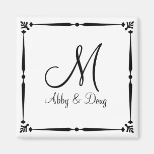 DIY Monogram sjabloon met decoratieve rand Magneet