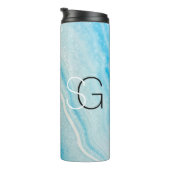 DIY Monogram Wh & Zwart, Blauw & Wit Agaat Thermosbeker (Geroteerd rechts)