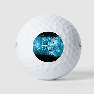 DIY Monogram Wit & Zwart, Stardust Brush Stroke Golfballen