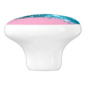 DIY Monogram Wit Zwart, Stardust Brush Stroke Roze Keramische Knop (Zijkant)