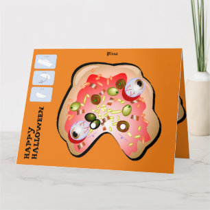DIY Monster Paper Mask Halloween XL Kaart Pizza