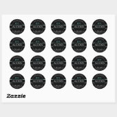DIY Naam Adres Monogram, Trendy Blk & Wit Blauwgro Ronde Sticker (Vel)