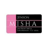 DIY-naam en -adres / zwart en roze Etiket (Voorkant)