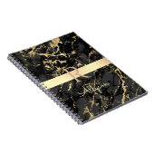 DIY-naam en -monogram, Gold Bar, zwarte & goudmarm Notitieboek (Rechterzijde)