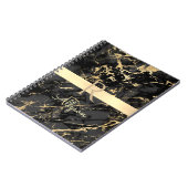 DIY-naam en -monogram, Gold Bar, zwarte & goudmarm Notitieboek (Linkerzijde)