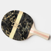 DIY-naam en -monogram, Gold Bar, zwarte & goudmarm Tafeltennisbatje (Zijkant)