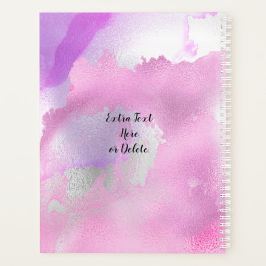 DIY Naam Foto Jaar, Paarse Roze Witte Waterverf Planner (Achterkant)