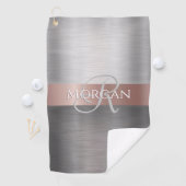 DIY Naam & Initiaal Geborsteld Zilver Roos Gouden  Golfhanddoek (Insitu)