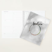 DIY Naam/Jaar/PhotoBlack Witte Abstracte Waterverf Planner (Display)