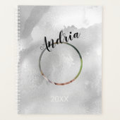 DIY Naam/Jaar/PhotoBlack Witte Abstracte Waterverf Planner (Voorkant)