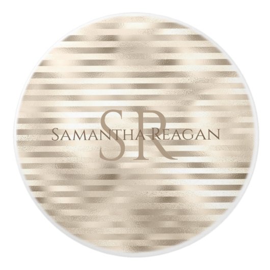 DIY Naam & Monogram op Platinum Lines Keramische Knop (Voorkant)