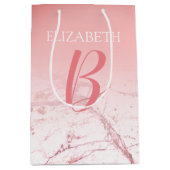 DIY Naam & Monogram Script Ombre Koraal & Abstract Medium Cadeauzakje (Voorkant)