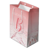 DIY Naam & Monogram Script Ombre Koraal & Abstract Medium Cadeauzakje (Achterkant Gekanteld)