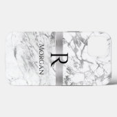 DIY naam & monogram zwart text, wit & grijs marmer Case-Mate iPhone Case (Achterkant (horizontaal))