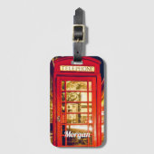 DIY-naam op British Red Phone Booth Bagagelabel (Voorkant (verticaal))