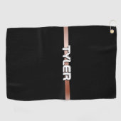 DIY Naam Wit Zwart & Grijs Roos Gouden Streep, Zwa Golfhanddoek (Horizontaal)