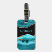 DIY-naam, zwart, goud en Blauwgroen Bagagelabel (Voorkant verticaal)