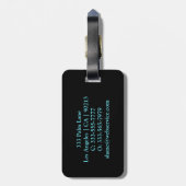 DIY-naam, zwart, goud en Blauwgroen Bagagelabel (Achterkant verticaal)