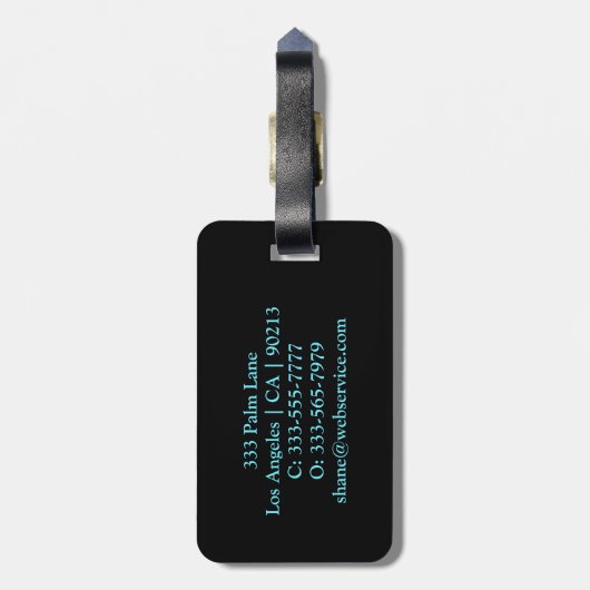 DIY-naam, zwart, goud en Blauwgroen Bagagelabel (Achterkant verticaal)