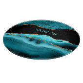 DIY-naam, zwart, goud en Blauwgroen getijden Snijplank (Hoek)