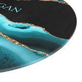 DIY-naam, zwart, goud en Blauwgroen getijden Snijplank (Hoek)