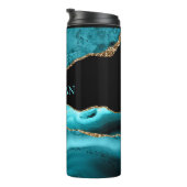 DIY-naam, zwart, goud en Blauwgroen getijden Thermosbeker (Geroteerd rechts)