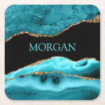 DIY Name, Black, Gold & Teal Agate Kartonnen Onderzetters<br><div class="desc">Personalize your Name In Teal on Black,  Gold & Teal Agate. Click "Customize" to change coconto and type stype stijlen.</div>