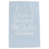DIY Name Happy Birthday Pastel Blue Medium Cadeauzakje (Voorkant)