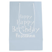DIY Name Happy Birthday Pastel Blue Medium Cadeauzakje (Achterkant)